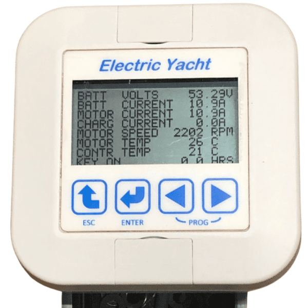 A close up of an electronic yacht